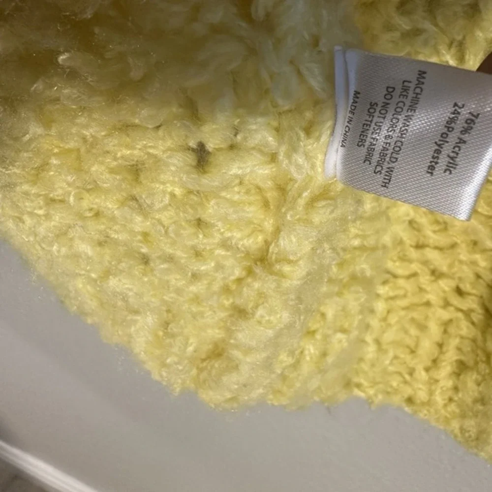 Rumored Aspen Open Knit Cardigan Butter Yellow Cable‎ S/M Boho Artsy Chunky Twee - Picture 7 of 10
